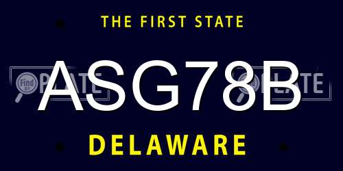 ASG78B Delaware License Plate