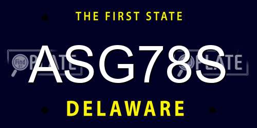 ASG78S Delaware License Plate