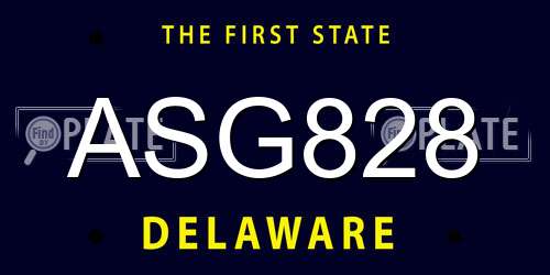 ASG828 Delaware License Plate