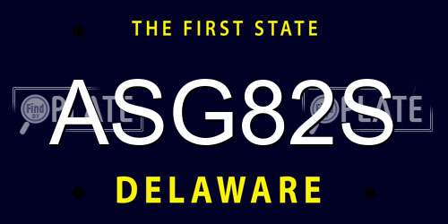 ASG82S Delaware License Plate