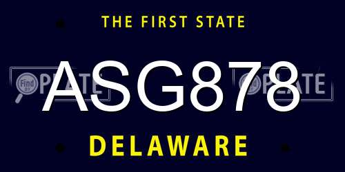 ASG878 Delaware License Plate