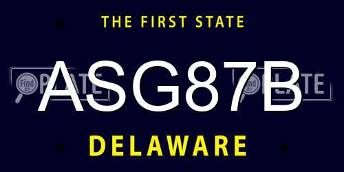 ASG87B Delaware License Plate