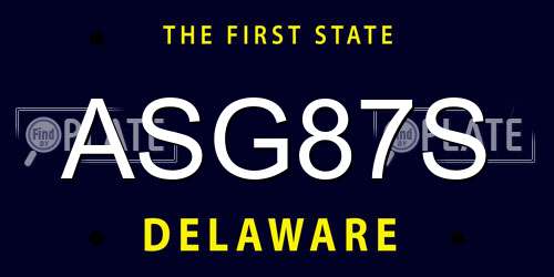 ASG87S Delaware License Plate