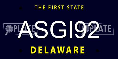 ASGI92 Delaware License Plate