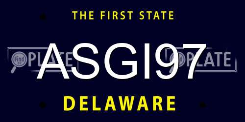 ASGI97 Delaware License Plate