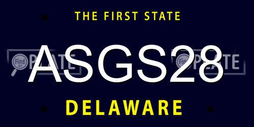 ASGS28 Delaware License Plate