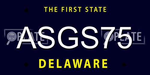 ASGS75 Delaware License Plate