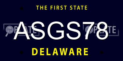 ASGS78 Delaware License Plate