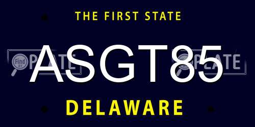 ASGT85 Delaware License Plate