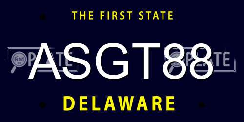 ASGT88 Delaware License Plate