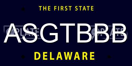 ASGTBBB Delaware License Plate