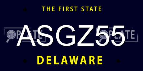 ASGZ55 Delaware License Plate
