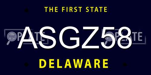 ASGZ58 Delaware License Plate