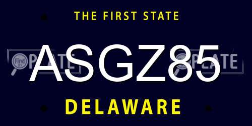 ASGZ85 Delaware License Plate