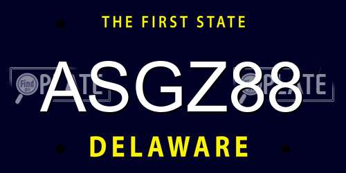ASGZ88 Delaware License Plate