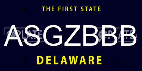 ASGZBBB Delaware License Plate