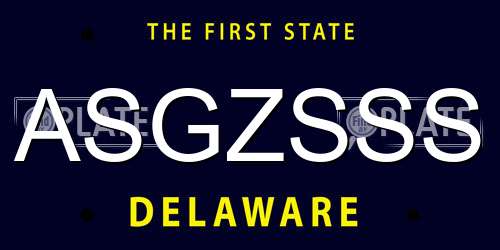ASGZSSS Delaware License Plate