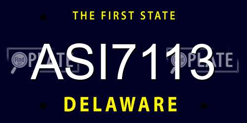 ASI7113 Delaware License Plate