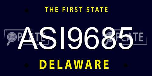 ASI9685 Delaware License Plate