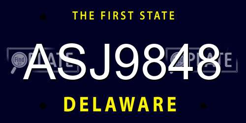 ASJ9848 Delaware License Plate