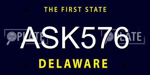 ASK576 Delaware License Plate