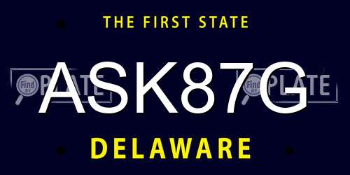 ASK87G Delaware License Plate