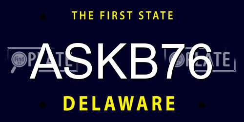 ASKB76 Delaware License Plate