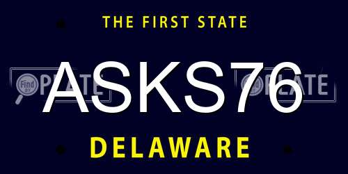 ASKS76 Delaware License Plate