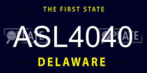 ASL4040 Delaware License Plate