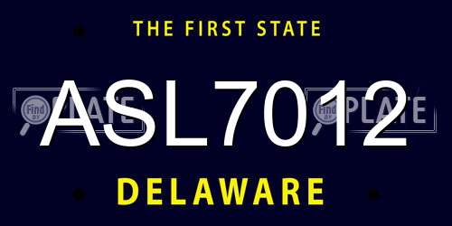 ASL7012 Delaware License Plate