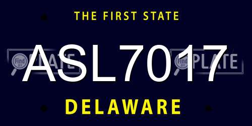ASL7017 Delaware License Plate