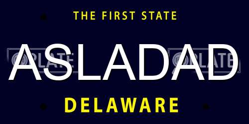 ASLADAD Delaware License Plate