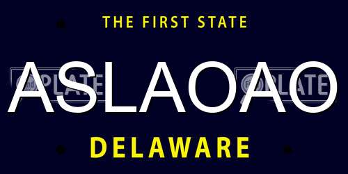 ASLAOAO Delaware License Plate