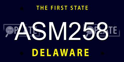 ASM258 Delaware License Plate