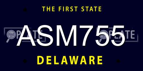 ASM755 Delaware License Plate