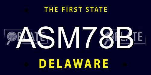 ASM78B Delaware License Plate