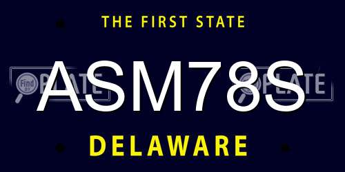 ASM78S Delaware License Plate