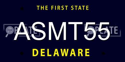 ASMT55 Delaware License Plate