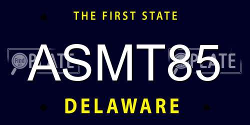 ASMT85 Delaware License Plate