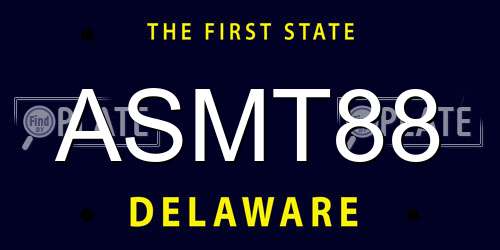 ASMT88 Delaware License Plate