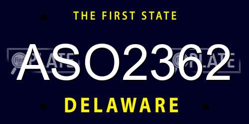 ASO2362 Delaware License Plate