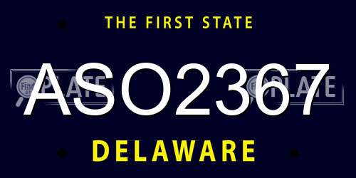 ASO2367 Delaware License Plate