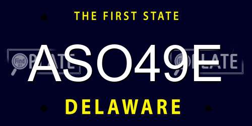ASO49E Delaware License Plate