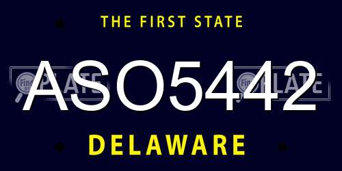 ASO5442 Delaware License Plate