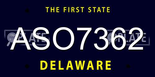 ASO7362 Delaware License Plate