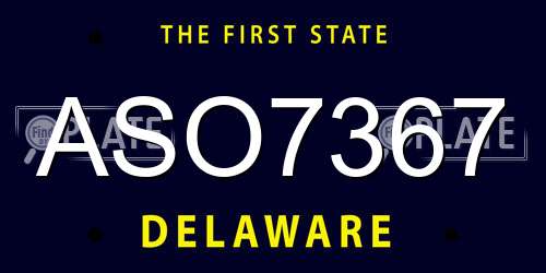 ASO7367 Delaware License Plate