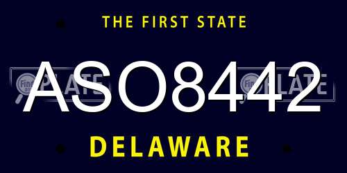 ASO8442 Delaware License Plate