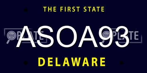 ASOA93 Delaware License Plate