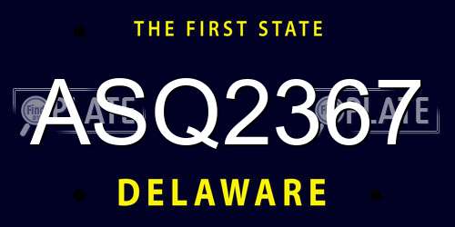 ASQ2367 Delaware License Plate