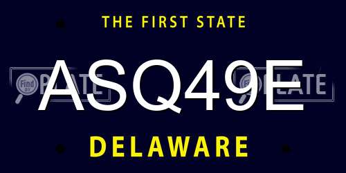 ASQ49E Delaware License Plate